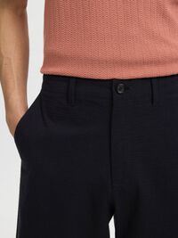 SEERSUCKER SHORTS, Black, highres