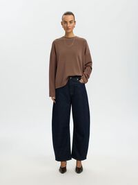 OVERSIZED LONG SLEEVED TOP, Chocolate Chip, highres