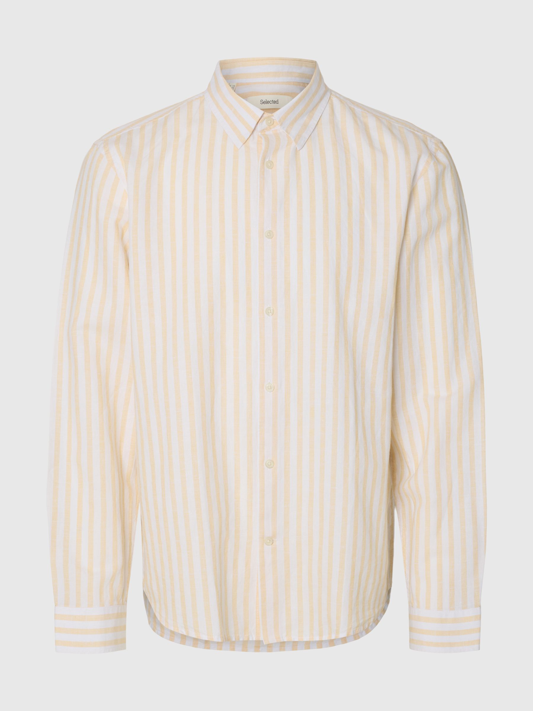 COUPE CLASSIQUE CHEMISE EN LIN MÉLANGÉ, Ochre, highres