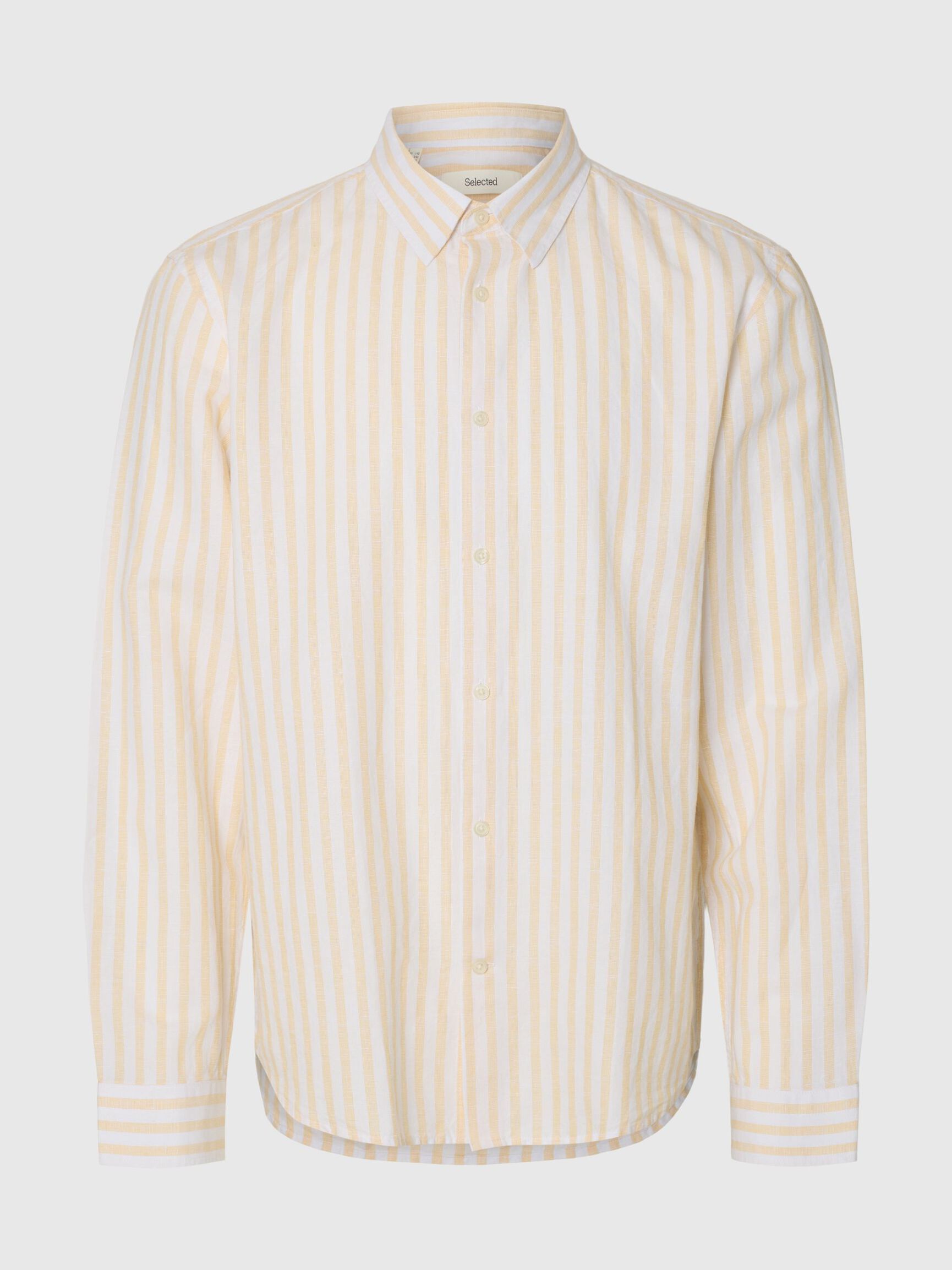 COUPE CLASSIQUE CHEMISE EN LIN MÉLANGÉ, Ochre, highres