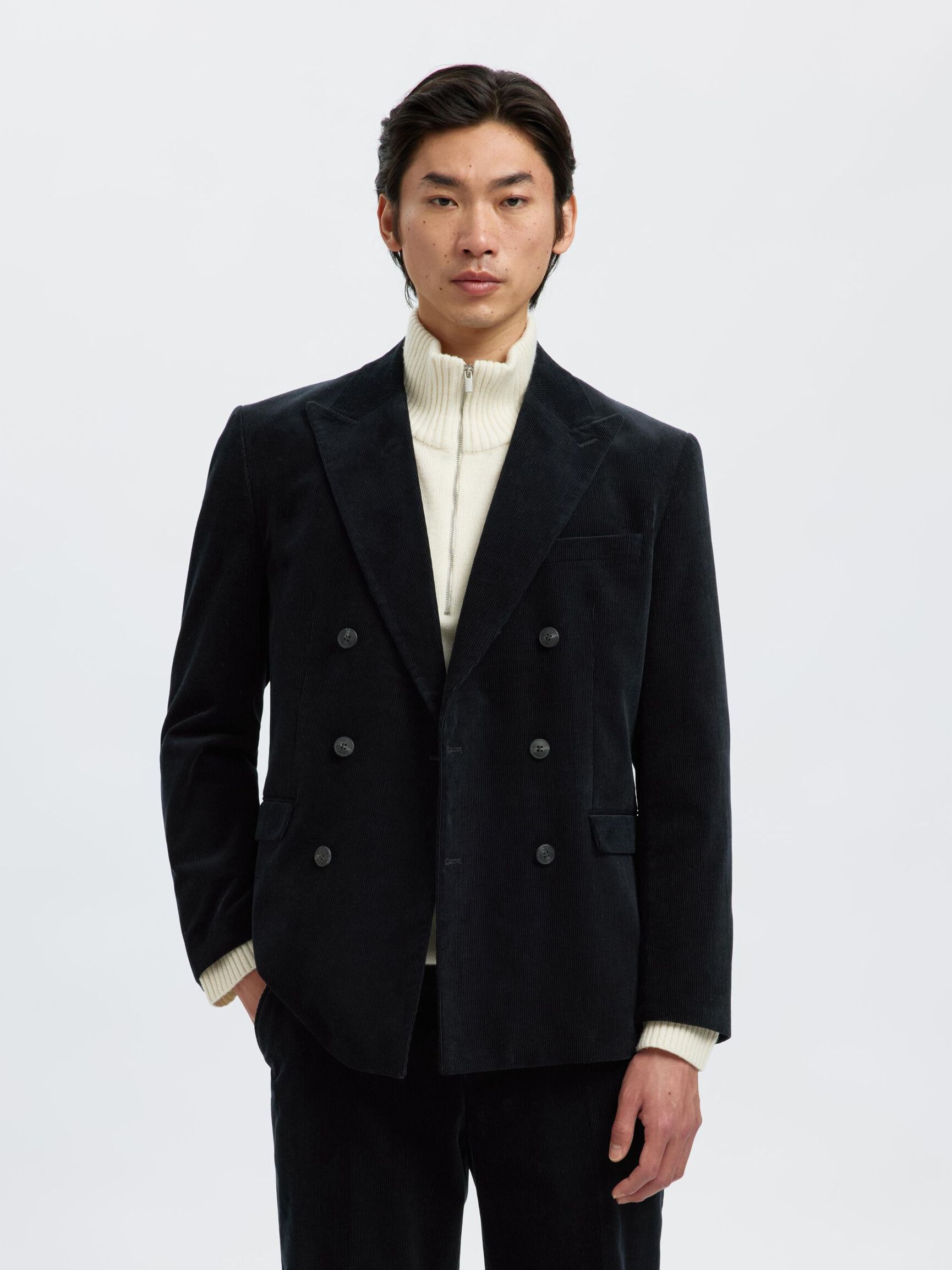 REGULAR FIT CORDUROY  DOUBLE-BREASTED BLAZER, Sky Captain, highres