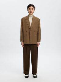 RELAXED FIT DOUBLE-BREASTED BLAZER, Cognac, highres