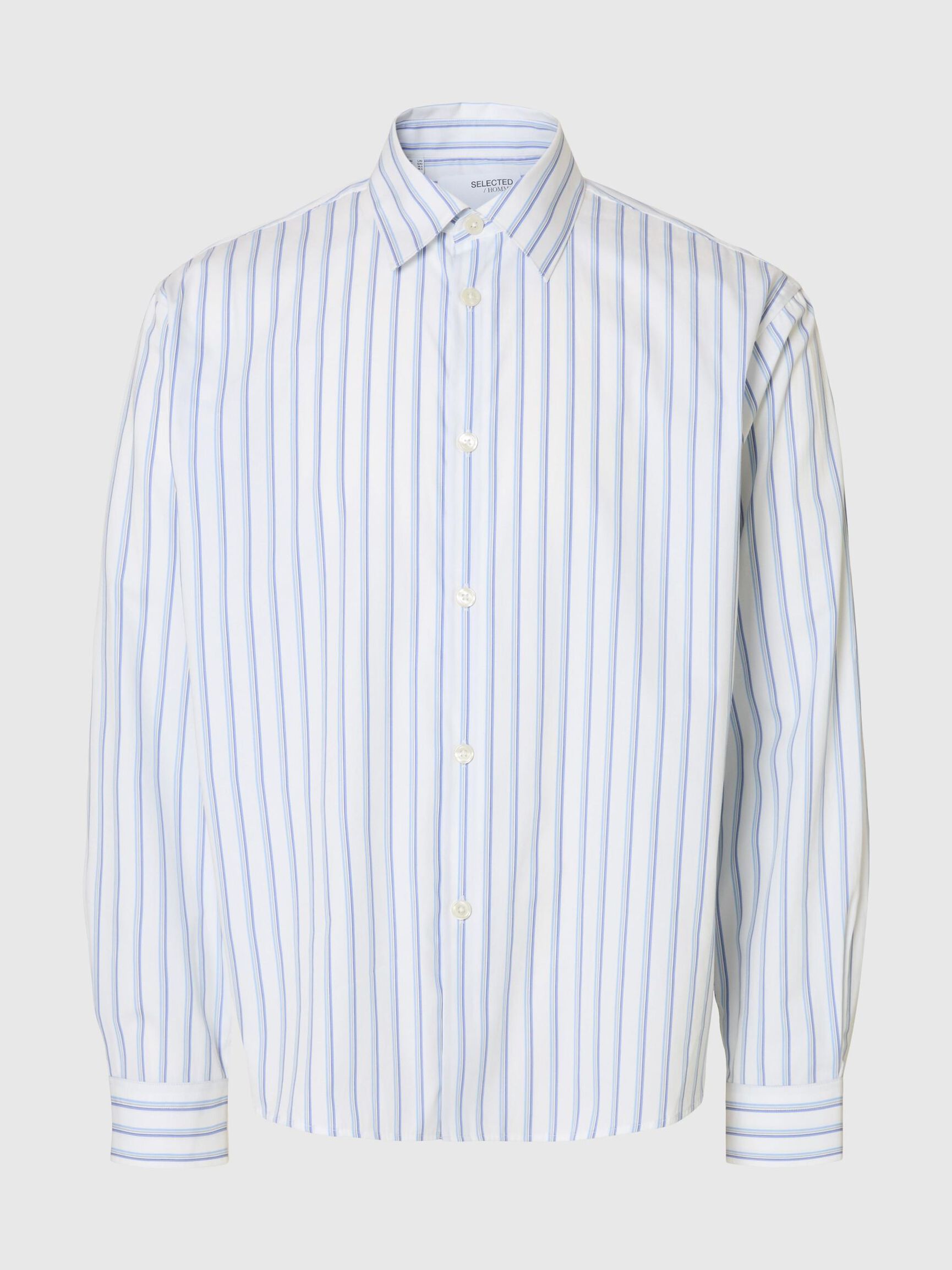 RELAXED FIT STRIPED SHIRT, White, highres