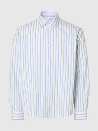 RELAXED FIT STRIPED SHIRT, White, highres