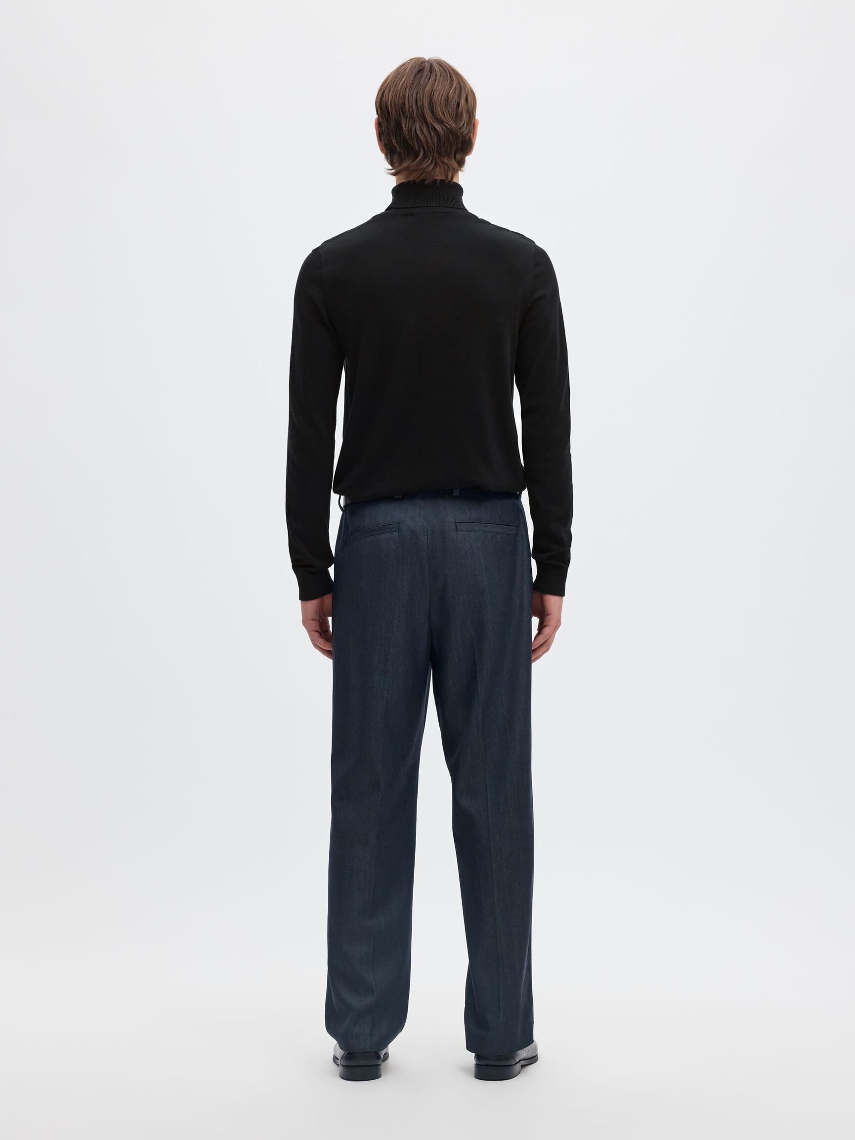LONG-SLEEVED ROLL NECK PULLOVER, Black, highres