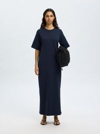 MAXI KORTÆRMET KJOLE, Dark Sapphire, highres