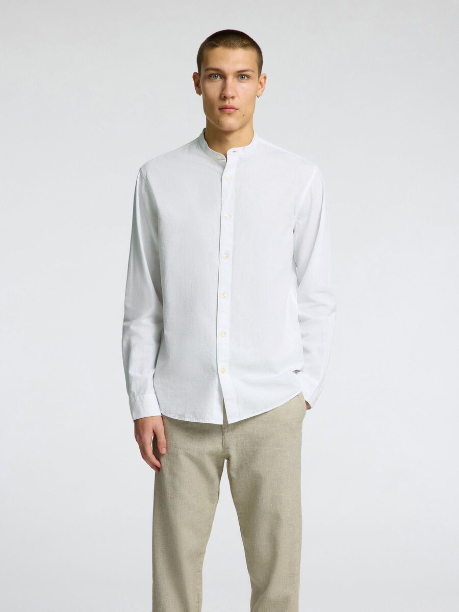 Selected LANGARM LEINENMIX HEMD, White, highres - 16079054_White_003.jpg