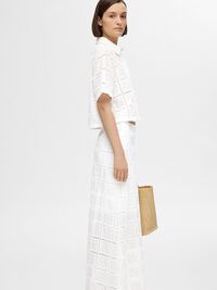 COTTON MAXI SKIRT, Bright White, highres