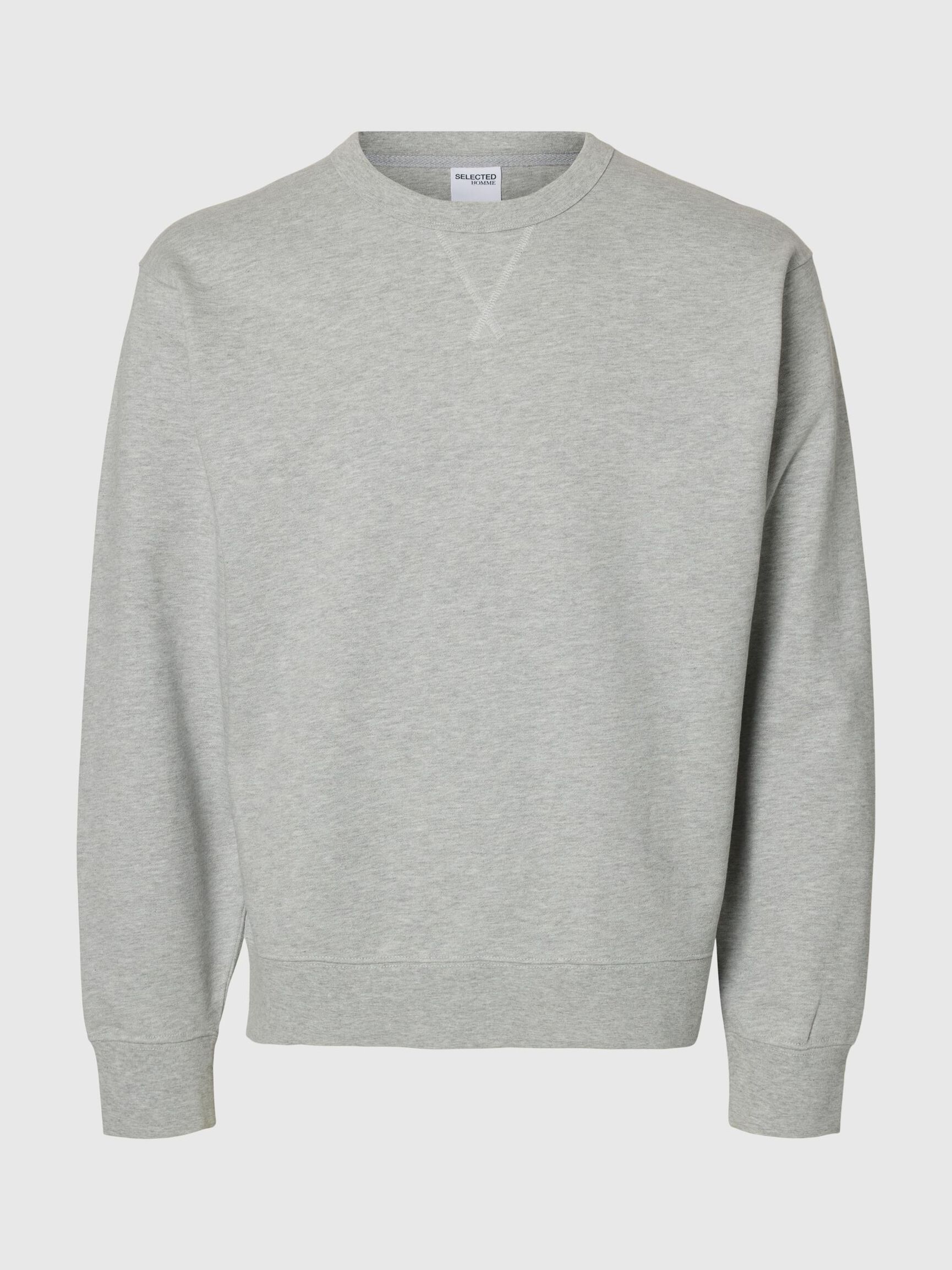 100% COTTON SWEATSHIRT, Light Grey Melange, highres