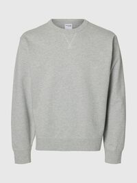 100% COTTON SWEATSHIRT, Light Grey Melange, highres