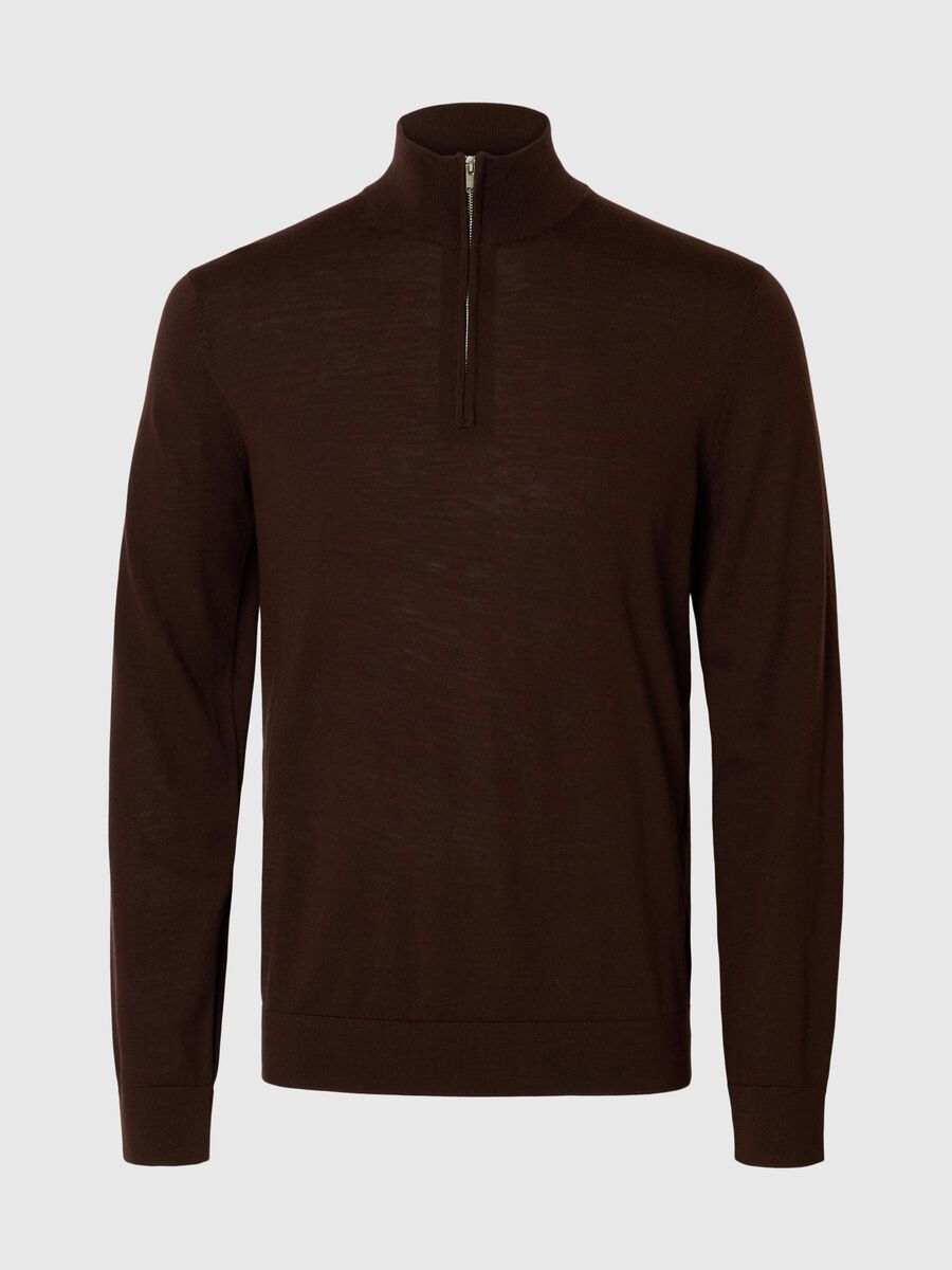 Product tile image - 100% MERINO WOOL HALF-ZIP JUMPER, Demitasse | 16094655_Demitasse
