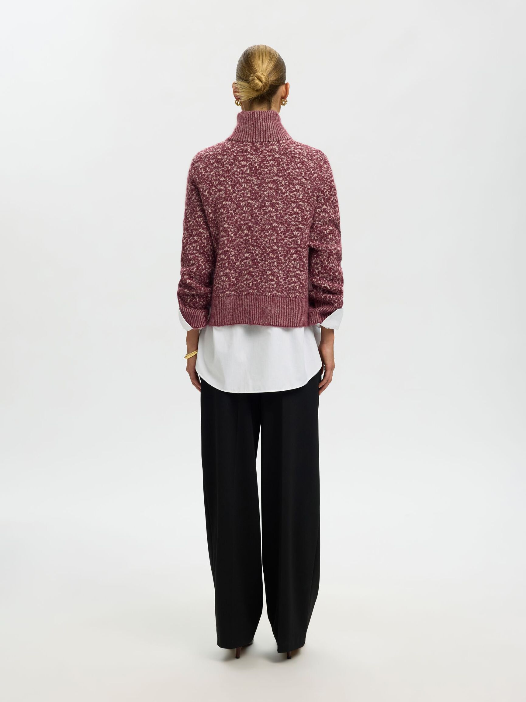 HIGH NECK KNITTED JUMPER, Tawny Port, highres