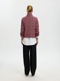 HIGH NECK KNITTED JUMPER, Tawny Port, highres