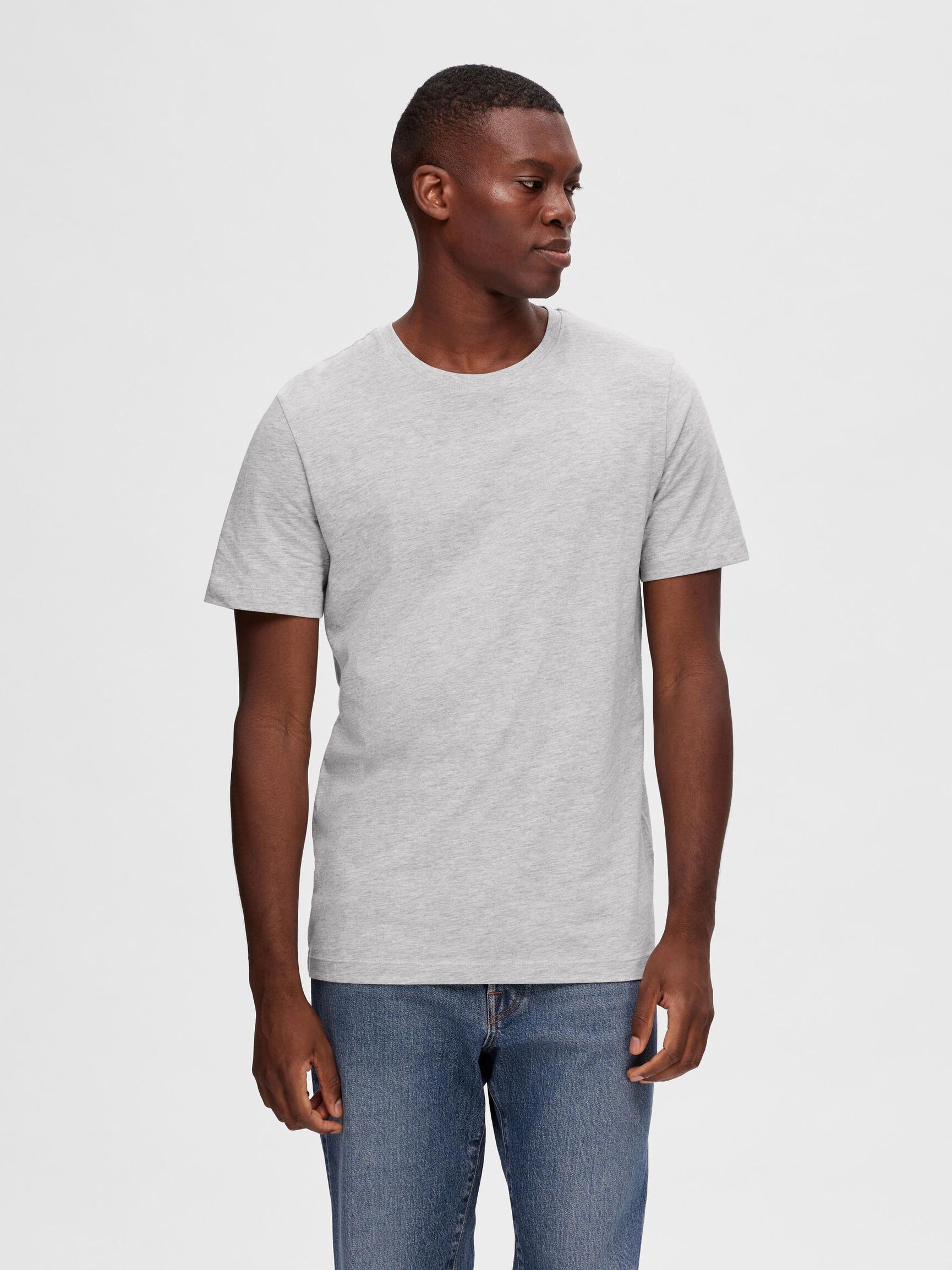 3-PACK COTTON T-SHIRT, Light Grey Melange, highres