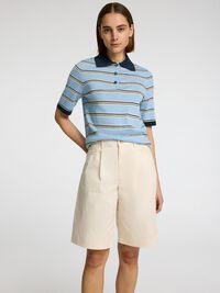 100% MERINOULD STRIKKET POLOSHIRT, Cerulean, highres