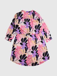 SATIN SHIRT DRESS, Black, highres