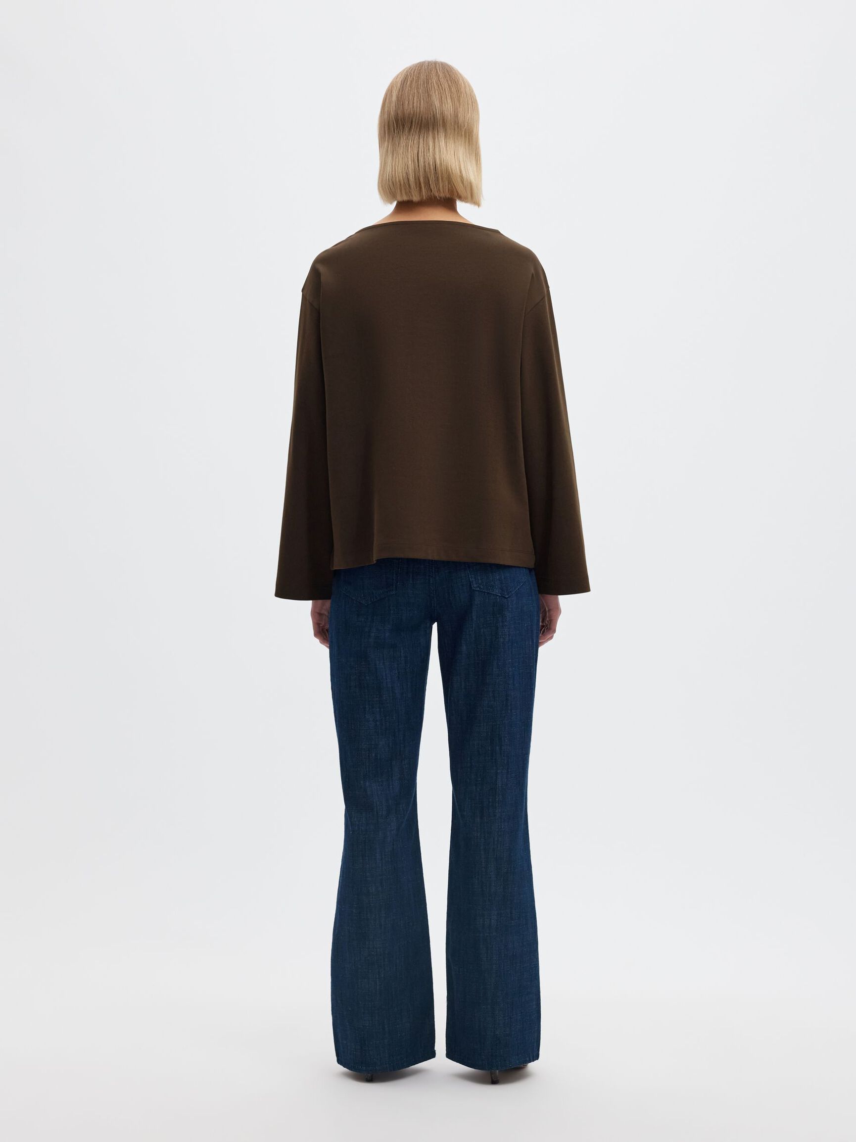 BOAT NECK COTTON LONG-SLEEVED T-SHIRT, Delicioso, highres