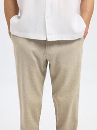 SLIM TAPERED LINEN BLEND TROUSERS, Vetiver, highres