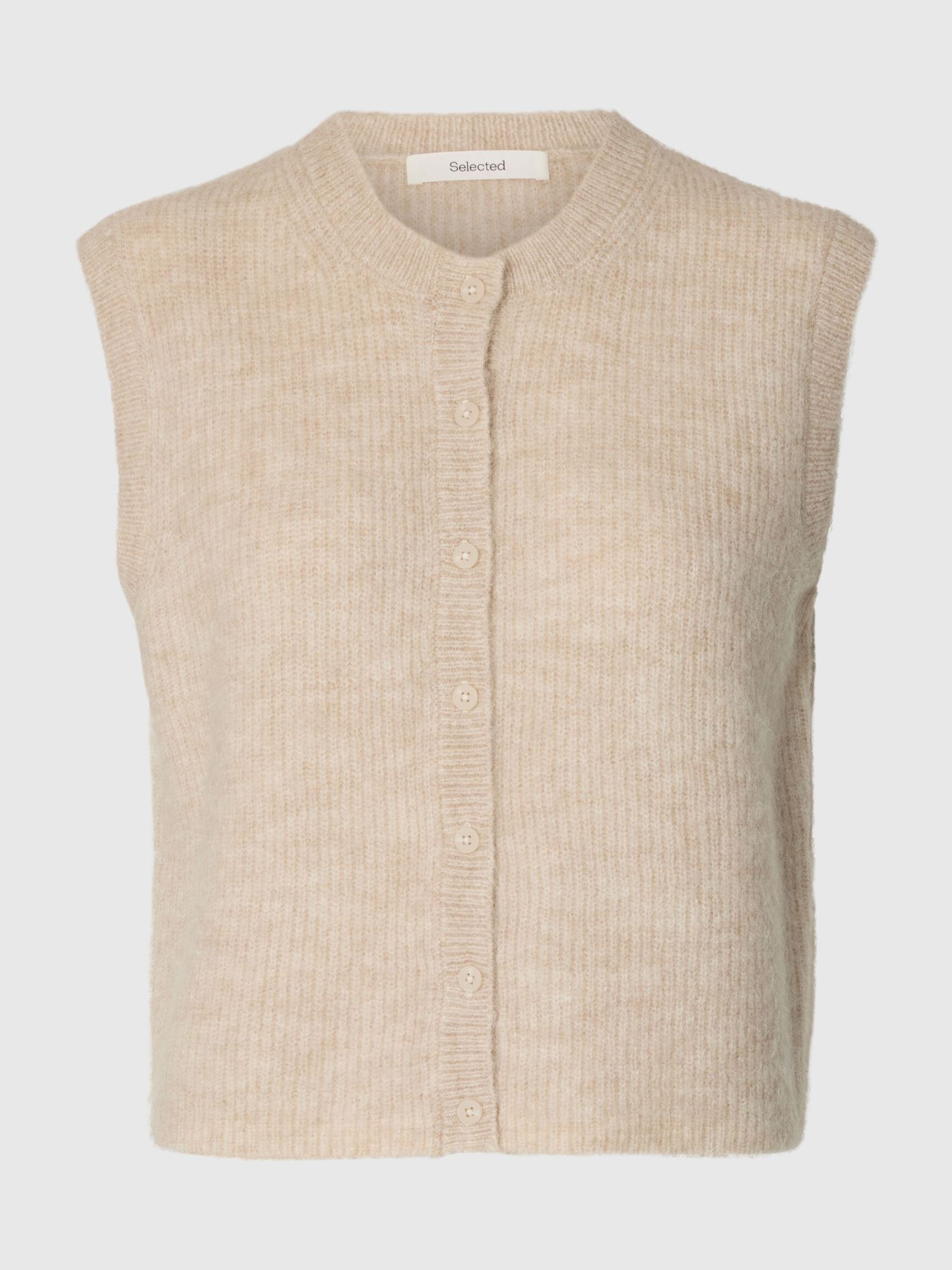 ULLBLANDNING STICKAD VÄST, Birch, highres