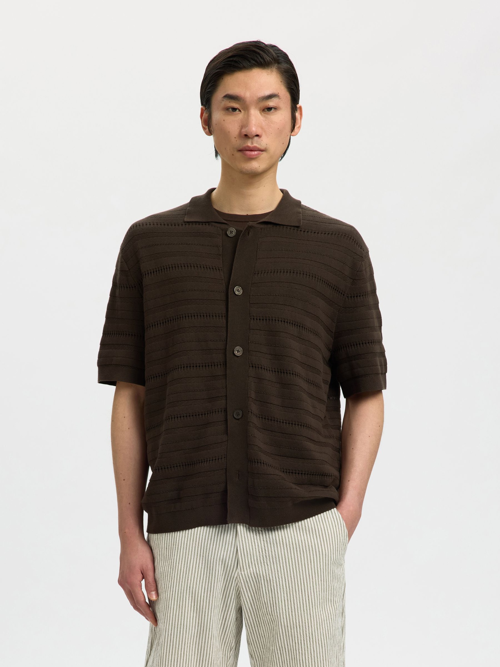 SHORT SLEEVED KNITTED POLO SHIRT, Delicioso, highres