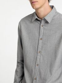 FLANELLE CHEMISE, Medium Grey Melange, highres