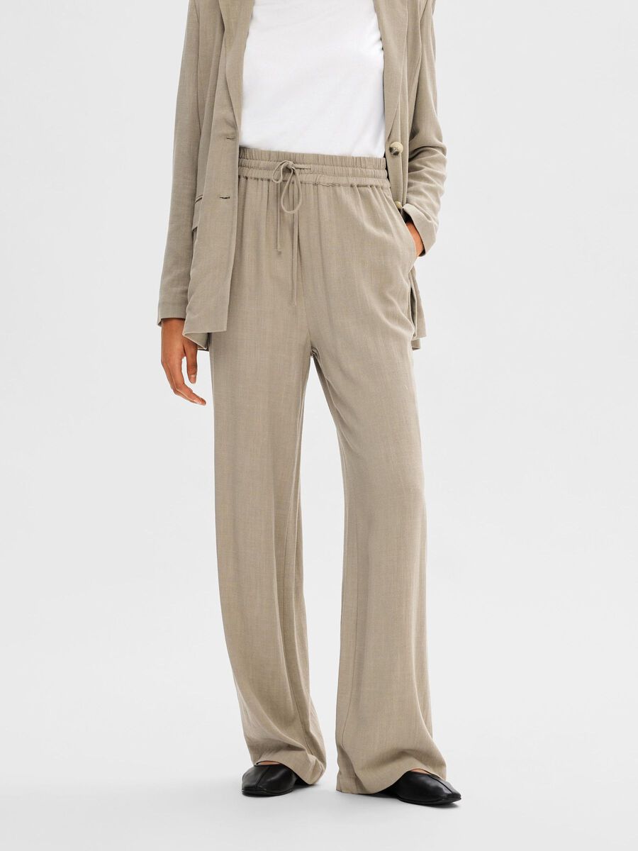 Selected VISCOSE MÉLANGÉE PANTALON, Greige, highres - 16089062_Greige_003.jpg