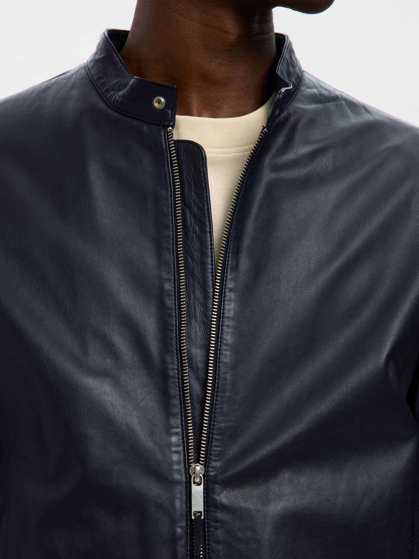 CLASSIC LEATHER JACKET, Black, highres