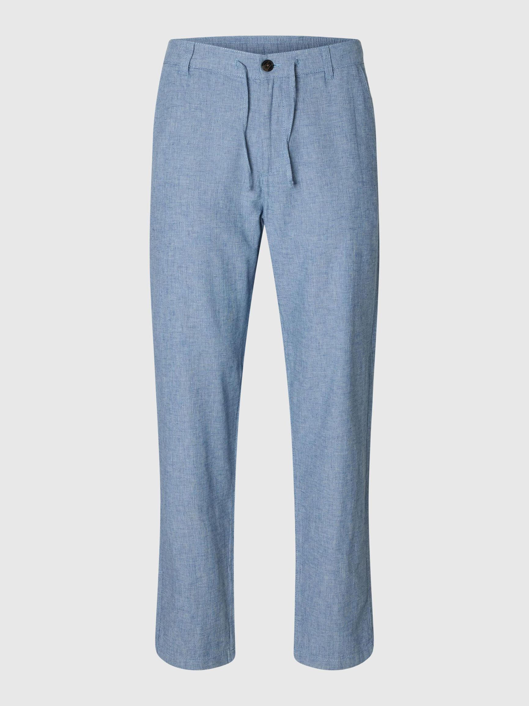 SLIM TAPERED LINEN BLEND TROUSERS, Cashmere Blue, highres