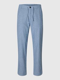SLIM TAPERED LINEN BLEND TROUSERS, Cashmere Blue, highres