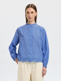 BRODERIE ANGLAISE SKJORTE, Cornflower Blue, highres