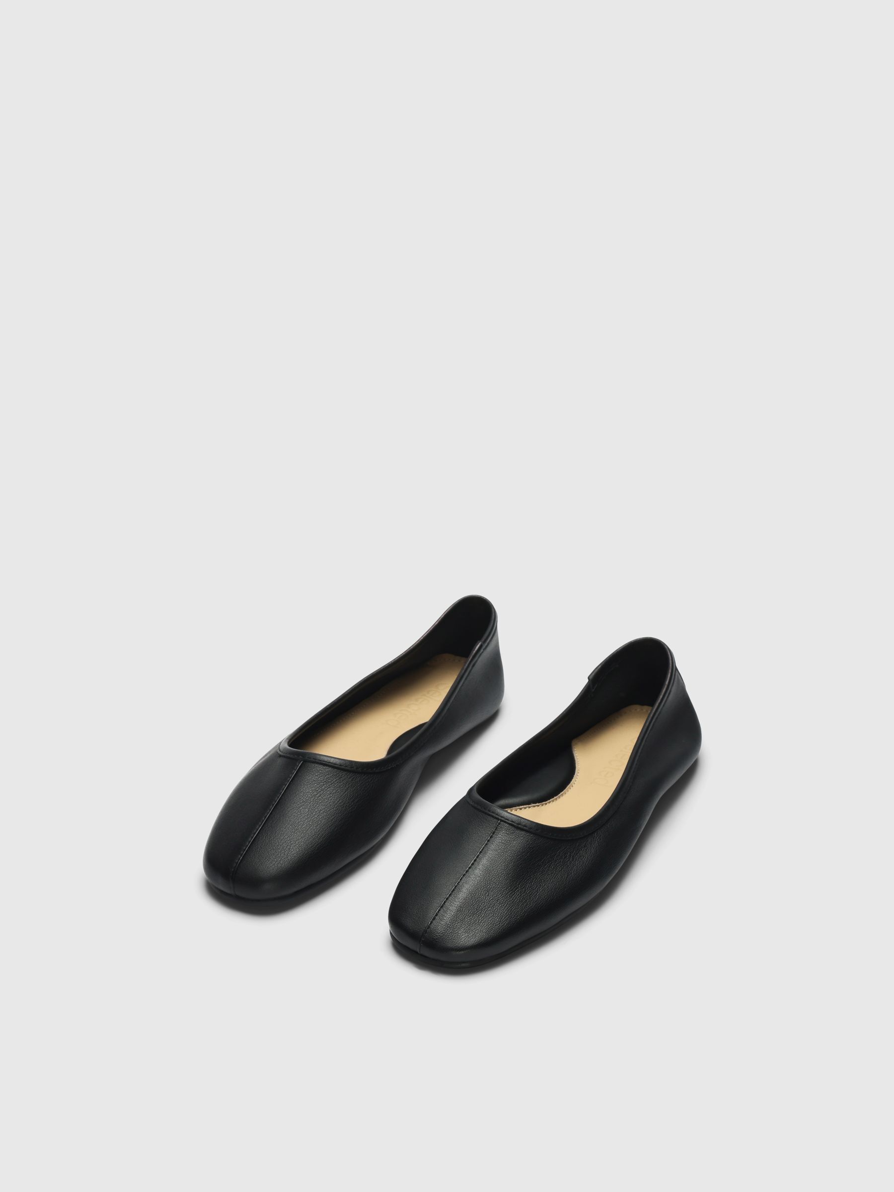 LEATHER BALLET FLATS, Black, highres