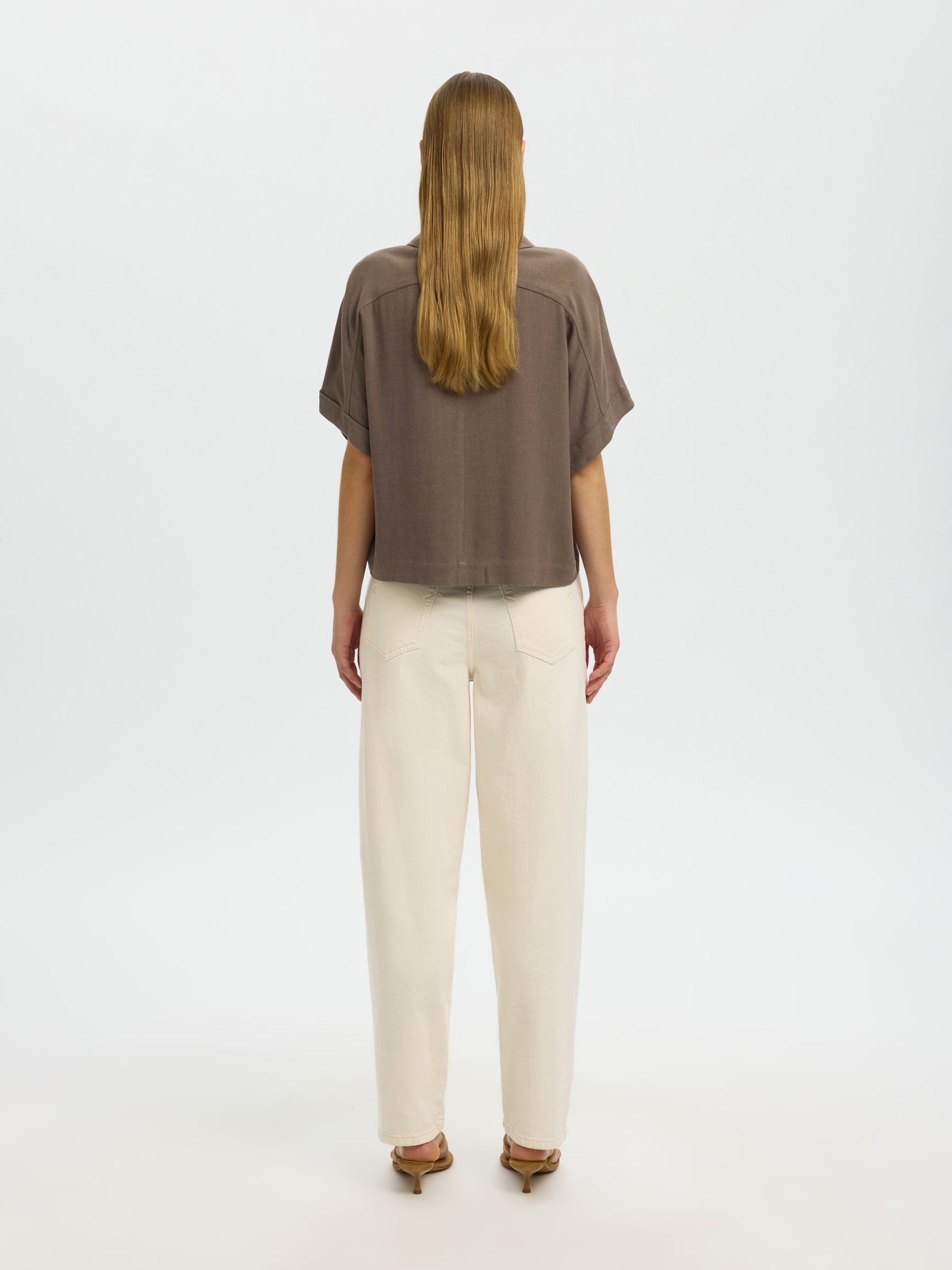 CROPPED SHORT SLEEVED SHIRT, Chocolate Chip, highres