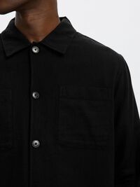 LINEN BLEND OVERSHIRT, Black, highres
