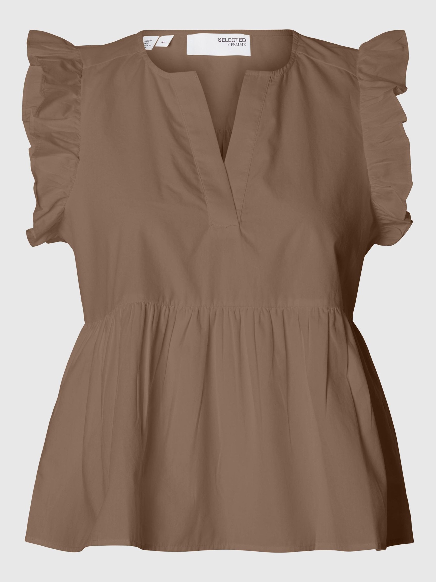 RUFFLED TOP, Coca Mocha, highres