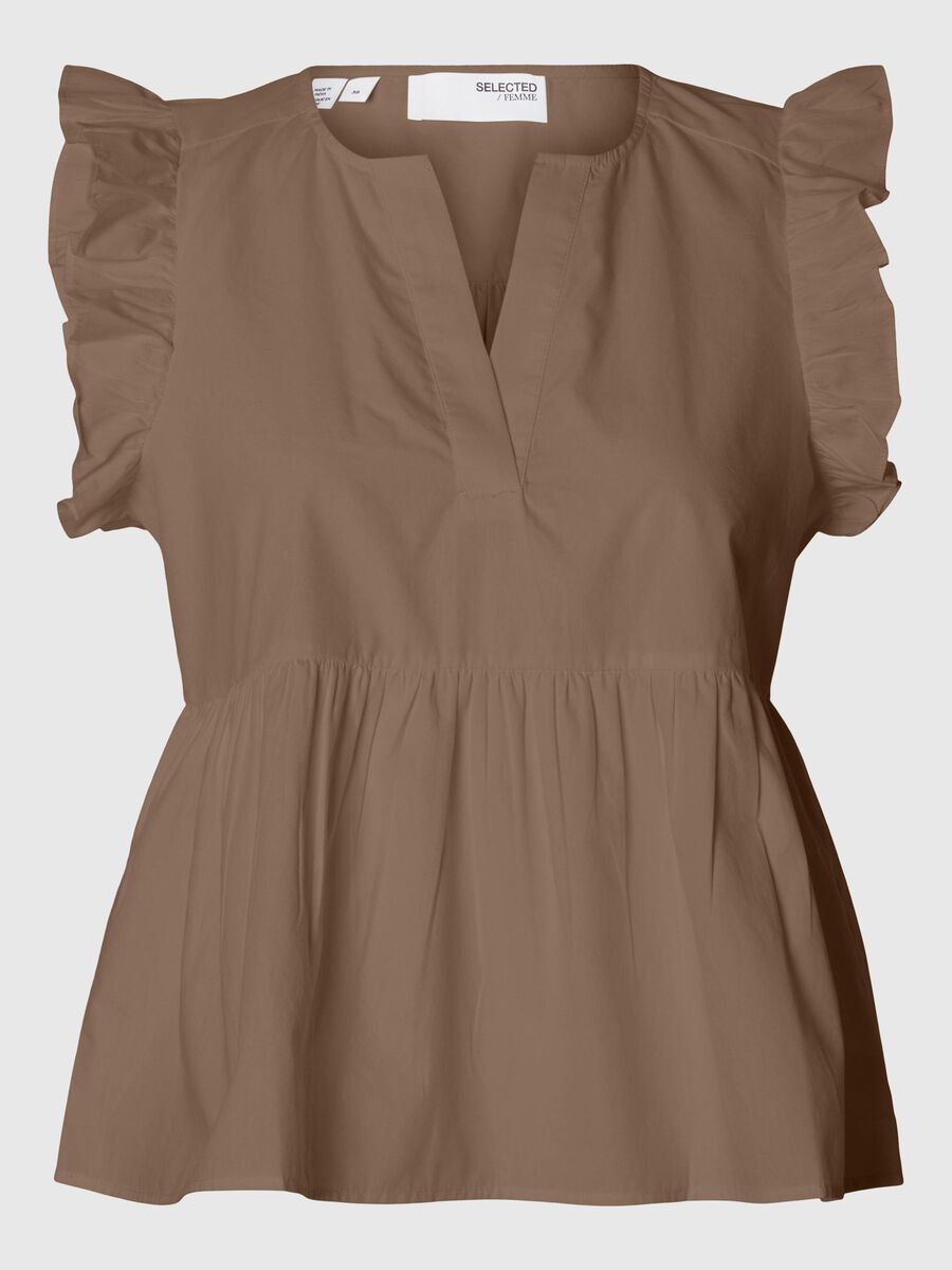 Selected RUFFLED TOP, Coca Mocha, highres - 16094350_CocaMocha_001.jpg