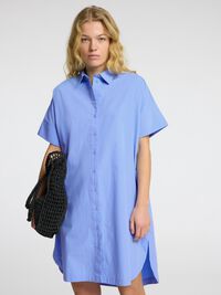 COTTON SHIRT DRESS, Cornflower Blue, highres