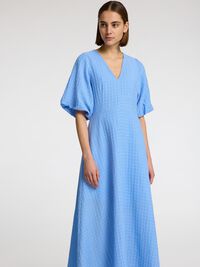 BALLONMOUWEN MAXI JURK, Cornflower Blue, highres