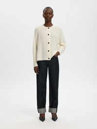 WOOL BLEND CARDIGAN, Snow White, highres