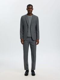 WOOL BLEND BLAZER, Dark Grey, highres