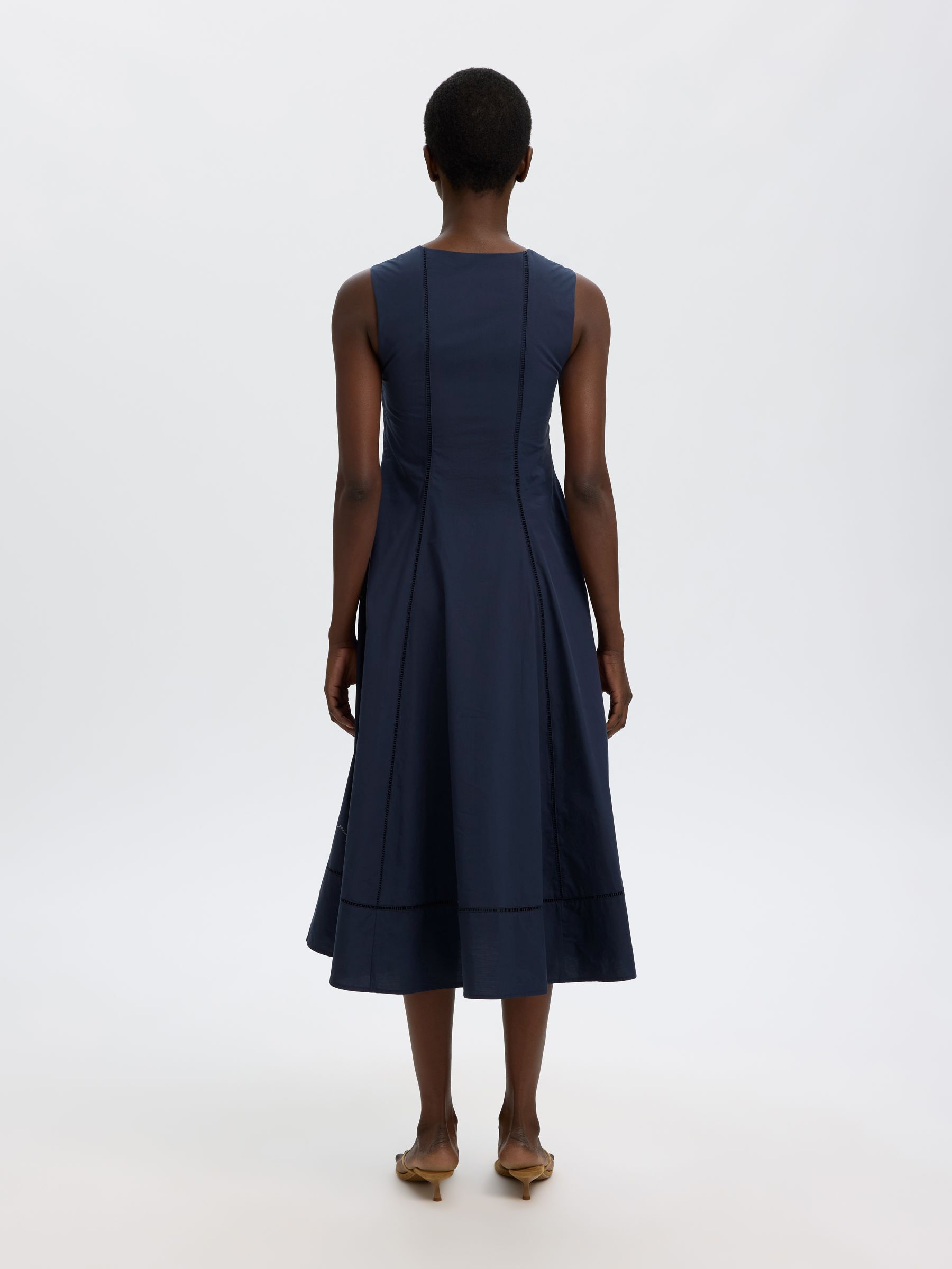 COTTON MIDI DRESS, Dark Sapphire, highres