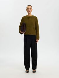 WOOL BLEND CARDIGAN, Fir Green, highres