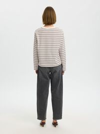 GESTREEPT T-SHIRT MET LANGE MOUWEN, Tawny Port, highres