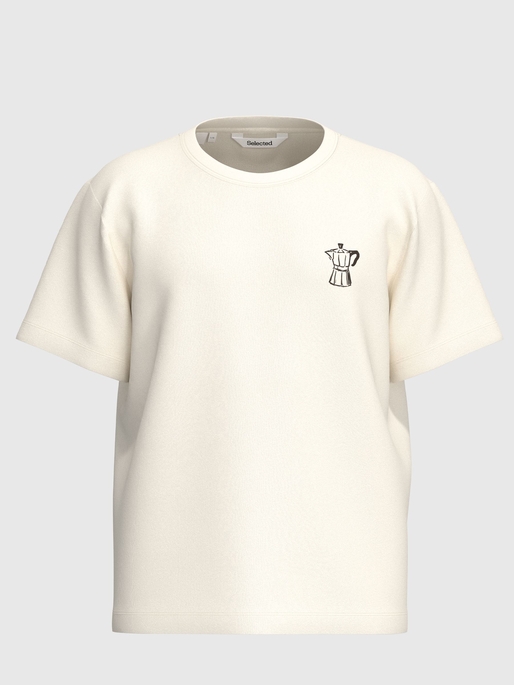 REGULAR FIT COTTON T-SHIRT, Egret, highres