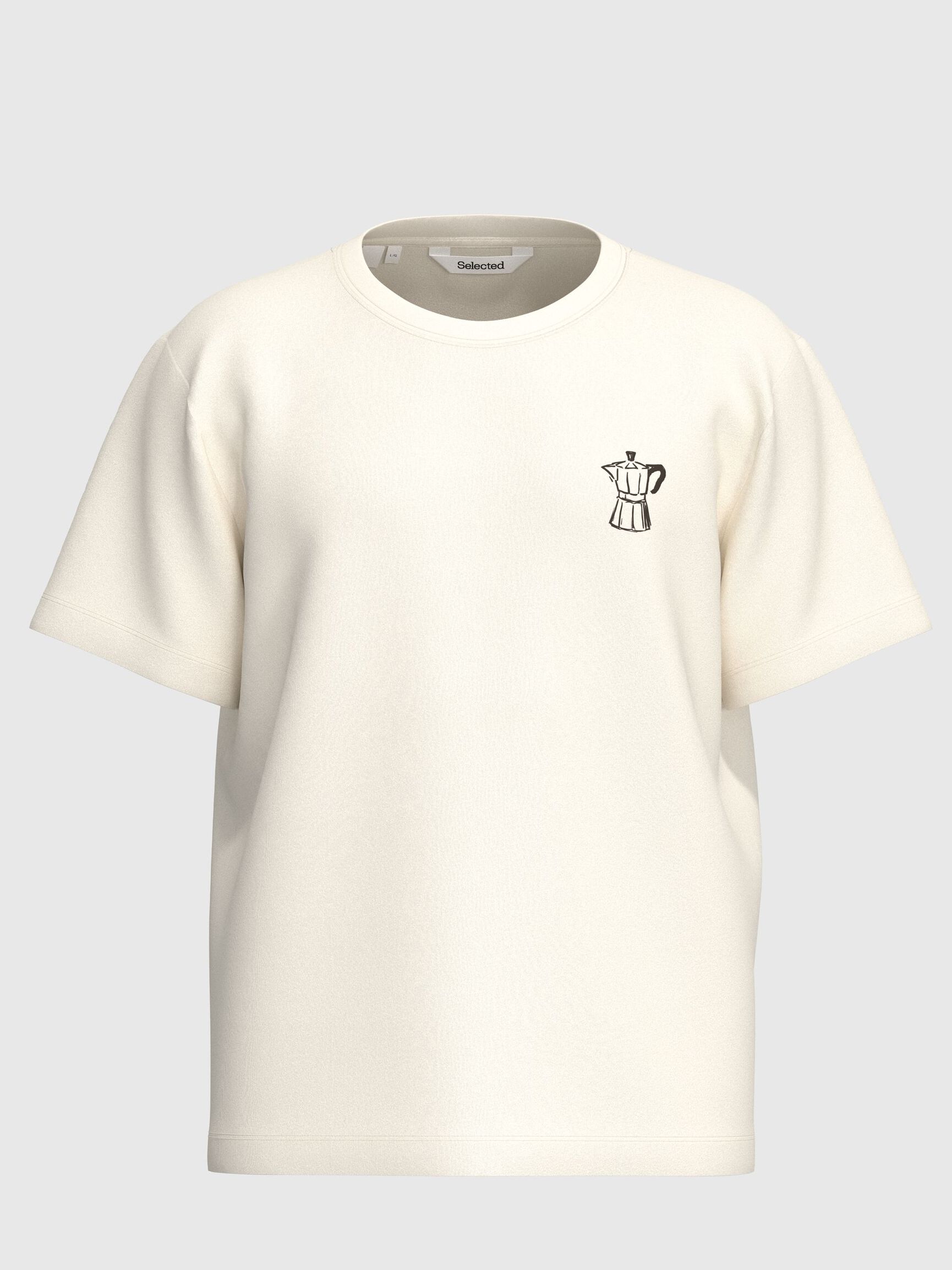 REGULAR FIT COTTON T-SHIRT, Egret, highres