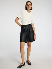 HIGH WAISTED LEATHER SHORTS, Black, highres
