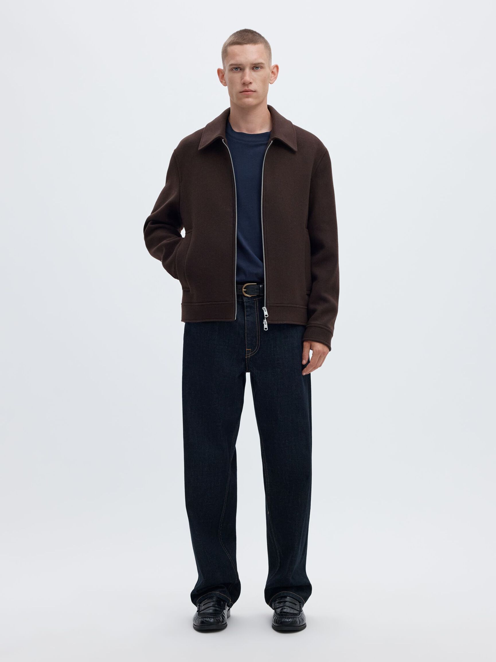 KORTÄRMAD MED AVSLAPPNAD PASSFORM T-SHIRT, Navy Blazer, highres