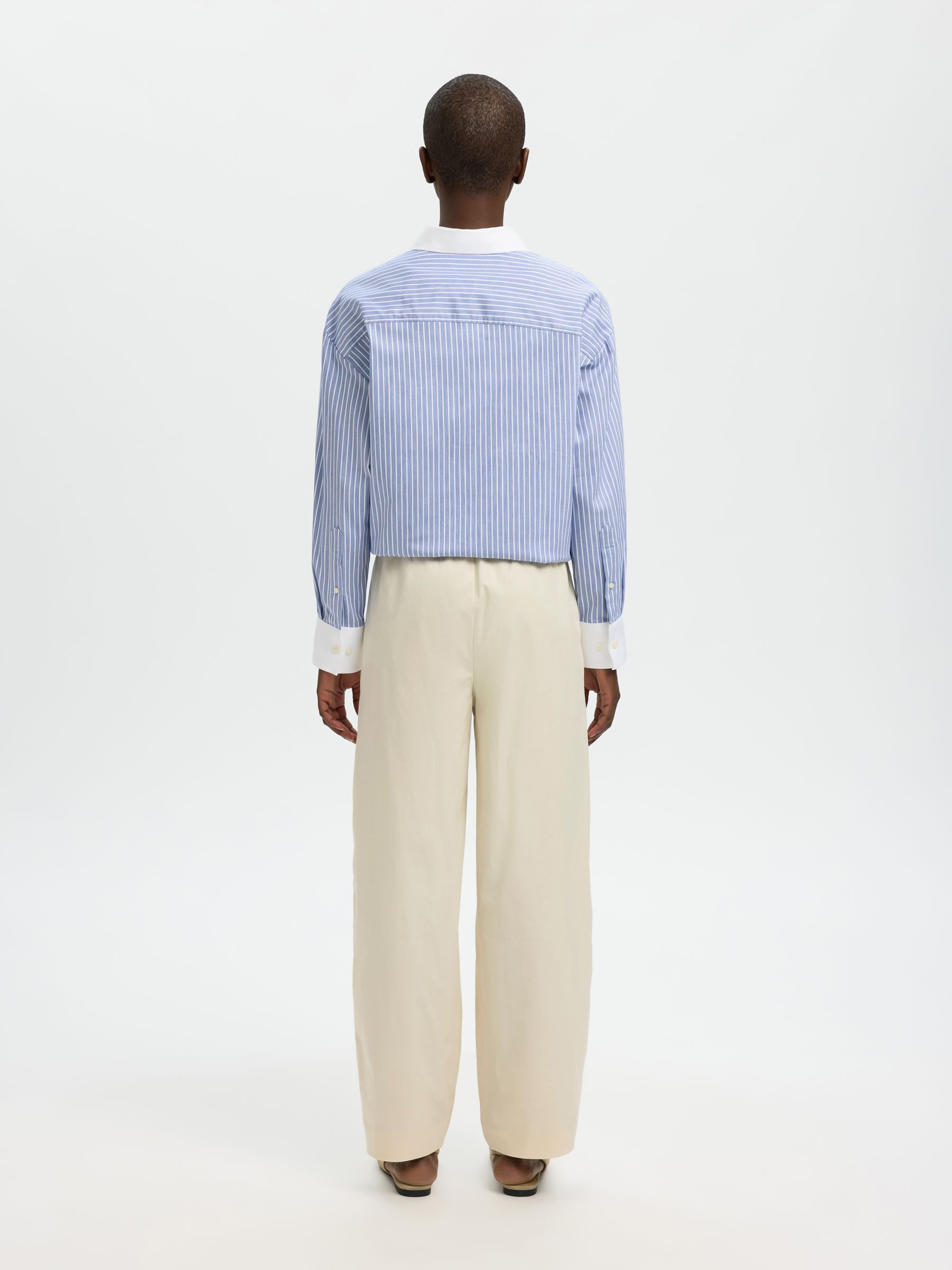 COTON MÉLANGÉ PANTALONS BARREL, Birch, highres