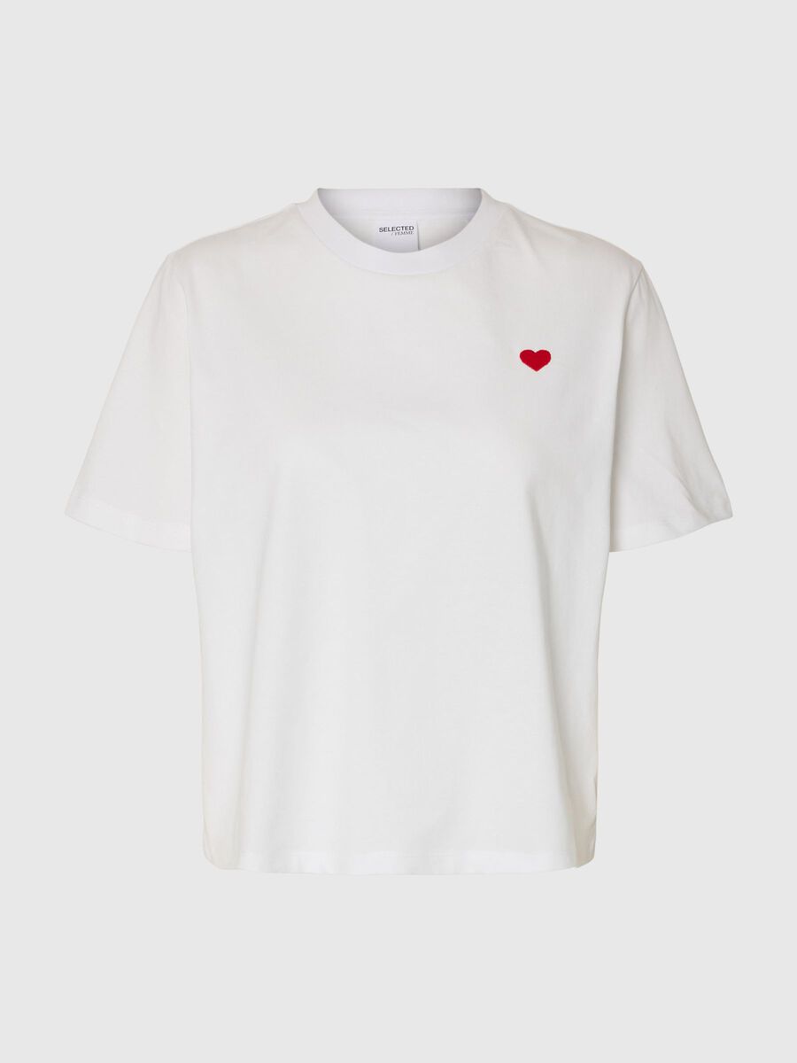 Selected BESTICKTES T-SHIRT MIT RUNDHALSAUSSCHNITT, Bright White, highres - 16101219_BrightWhite_1258642_001.jpg