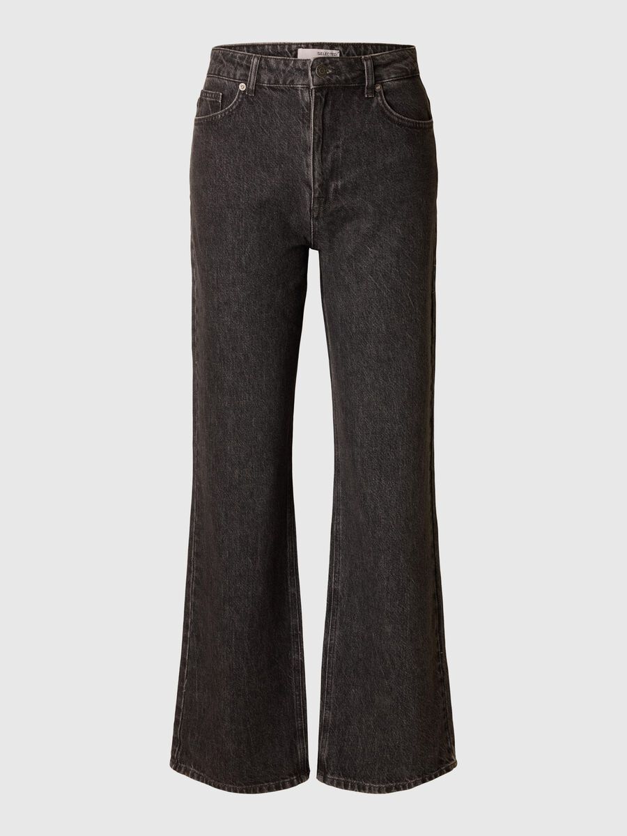 Selected HIGH WAISTED FLARED JEANS, Black, highres - 16096682_Black_001.jpg