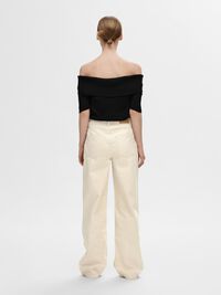 OFF-SHOULDER KNITTED TOP, Black, highres